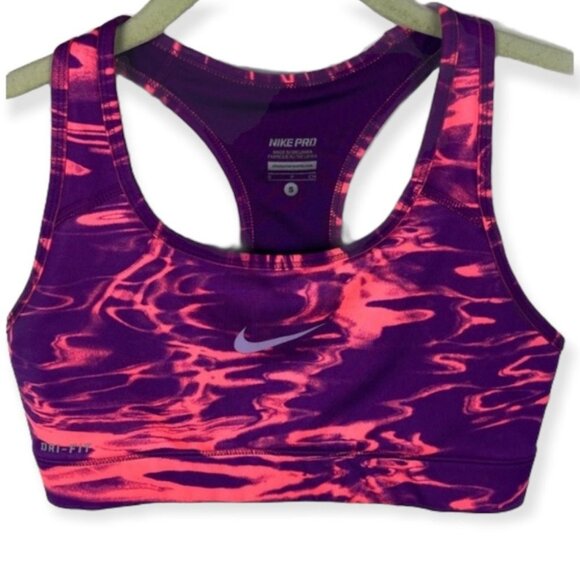 Nike Dri-Fit Sports Bra Coral Pink Purple Size Small Performance Pro Supportive - Picture 2 of 7